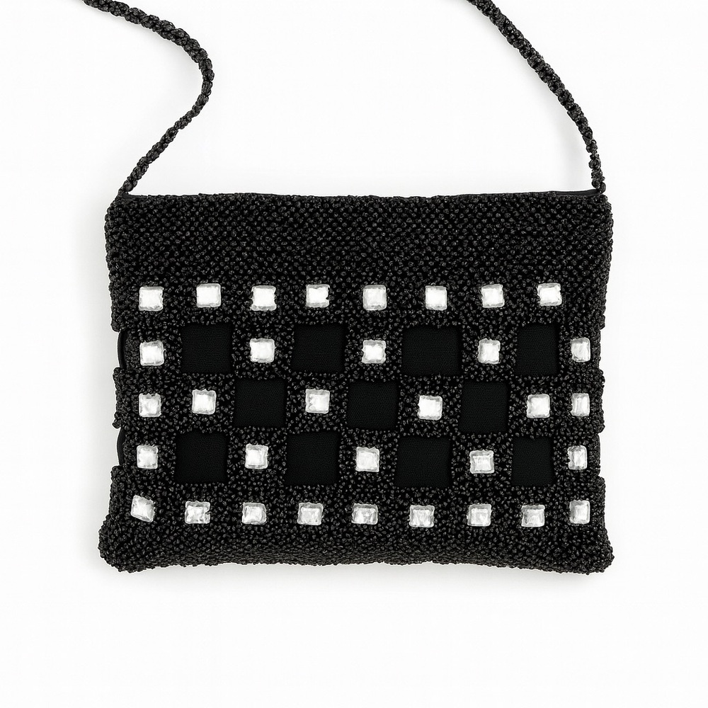 90s Beaded Crossbody Bag – Vintage Boho Glam,‎ Festival-Ready Statement